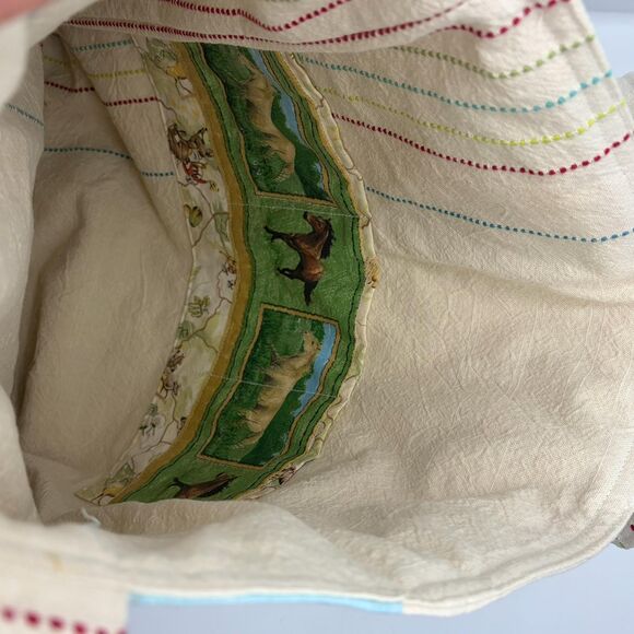 Handmade Tote Bag: Repurposed, Quilted Tote Horse Head Cottage Library Tote - Picture 4 of 5